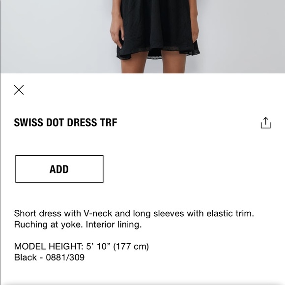 Zara Black Swiss Dot Dress With Balloon Sleeve - Picture 8 of 14